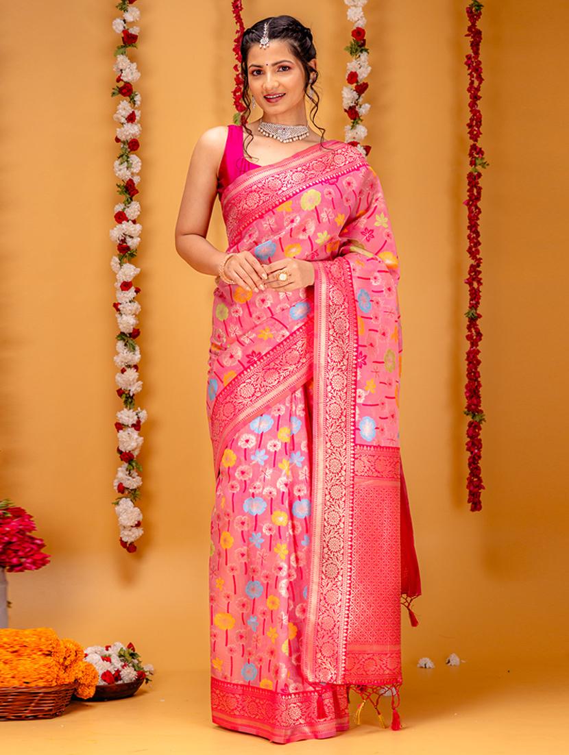 pink art silk kanjivaram saree with blouse - 21227269 - Zoom Image - 0