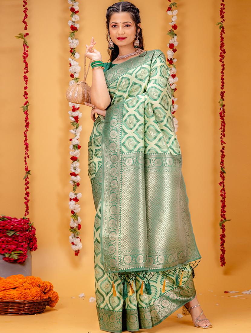 women self design banarasi saree with blouse - 21227288 -  Zoom Image - 0