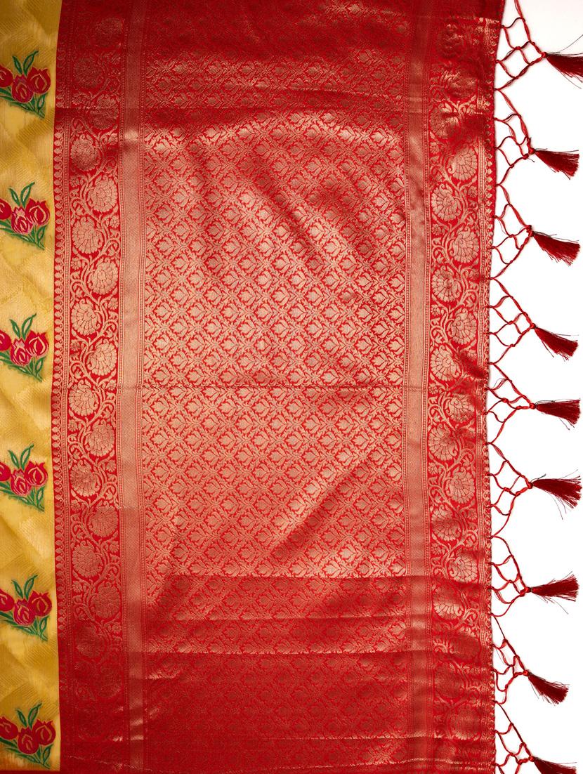 yellow banarasi saree with blouse - 21227351 - Standard Image - 3