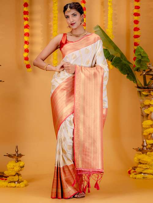off white art silk kanjivaram saree - 21227371 - Standard Image - 0