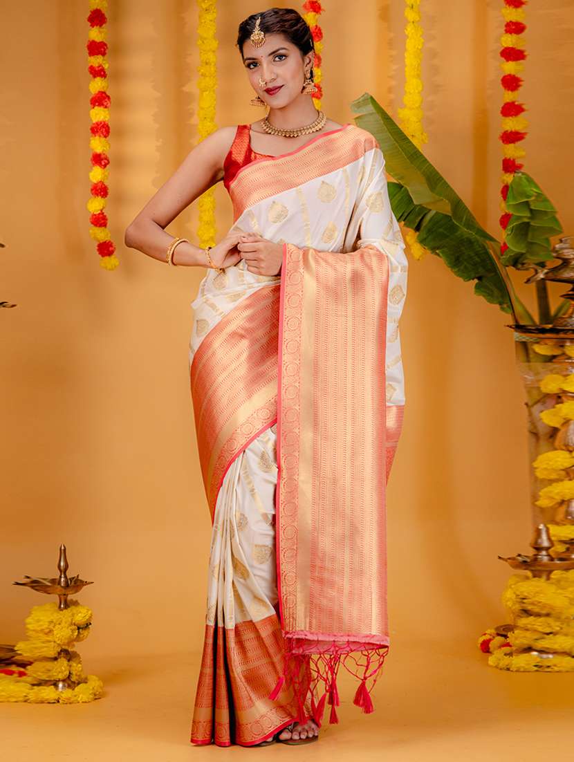 off white art silk kanjivaram saree - 21227371 - Zoom Image - 0