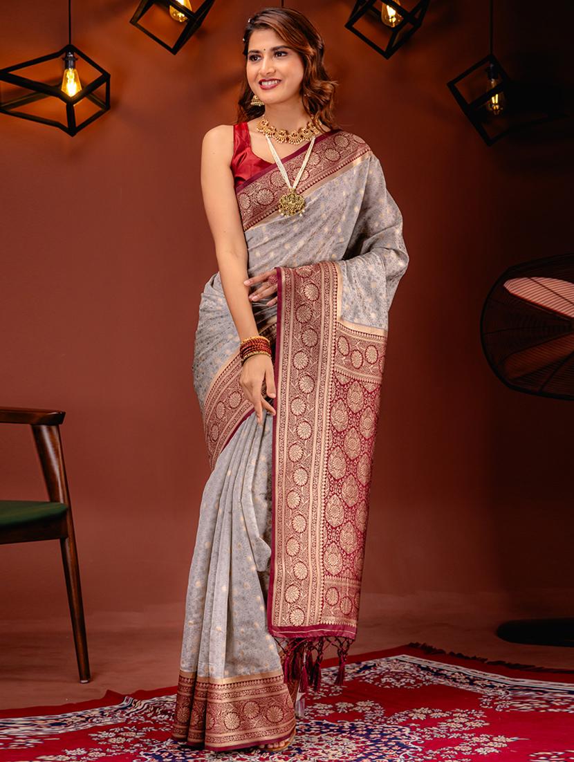 off white art silk kanjivaram saree with blouse - 21227380 - Zoom Image - 0