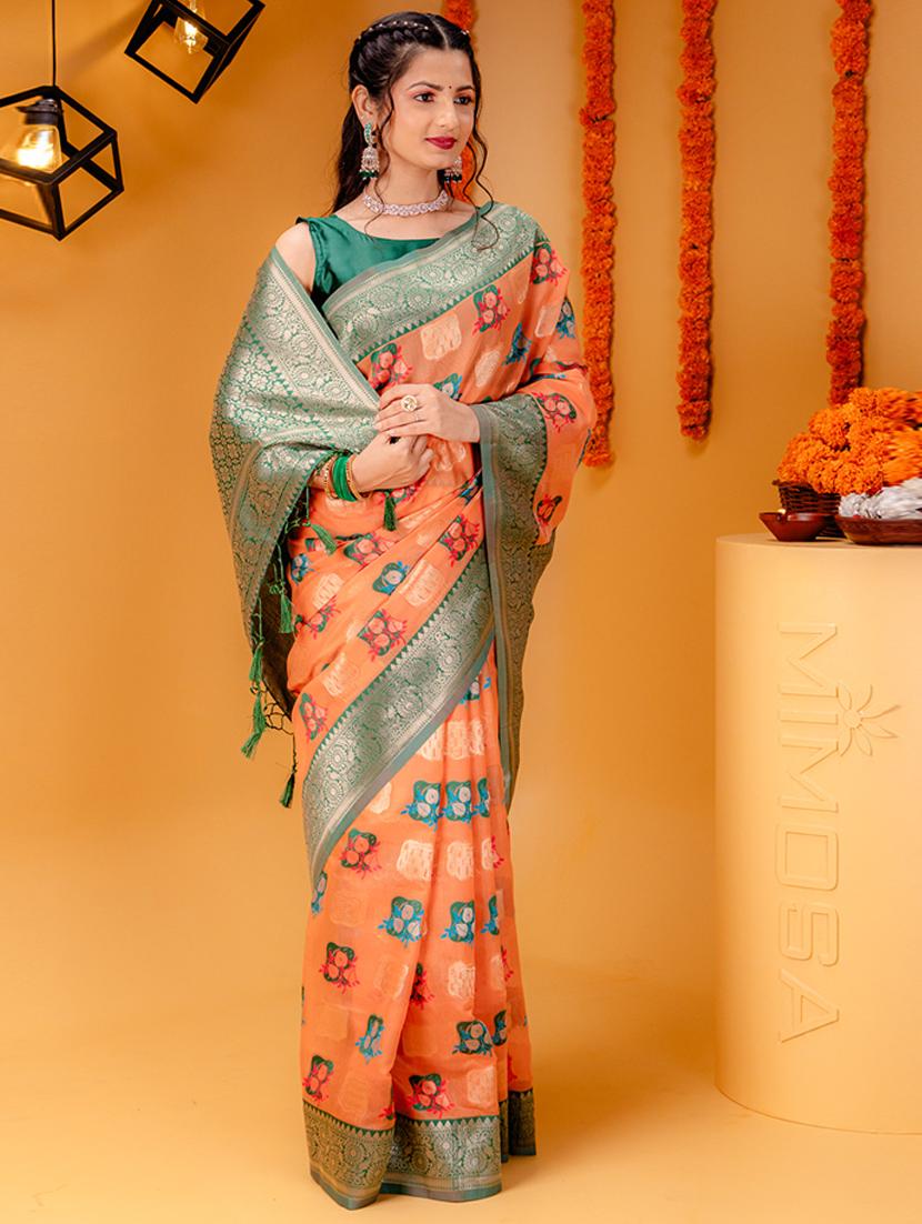 women self design kanjivaram saree with blouse - 21227394 - Zoom Image - 0