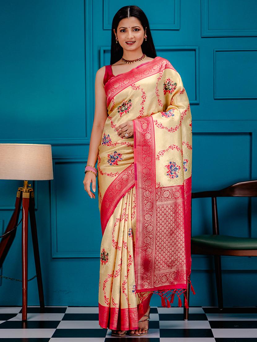 gold art silk kanjivaram saree with blouse - 21227398 - Zoom Image - 0