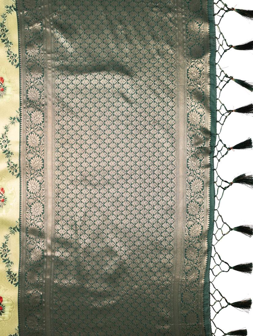 neo mint kanjivaram saree with blouse - 21227401 - Standard Image - 3