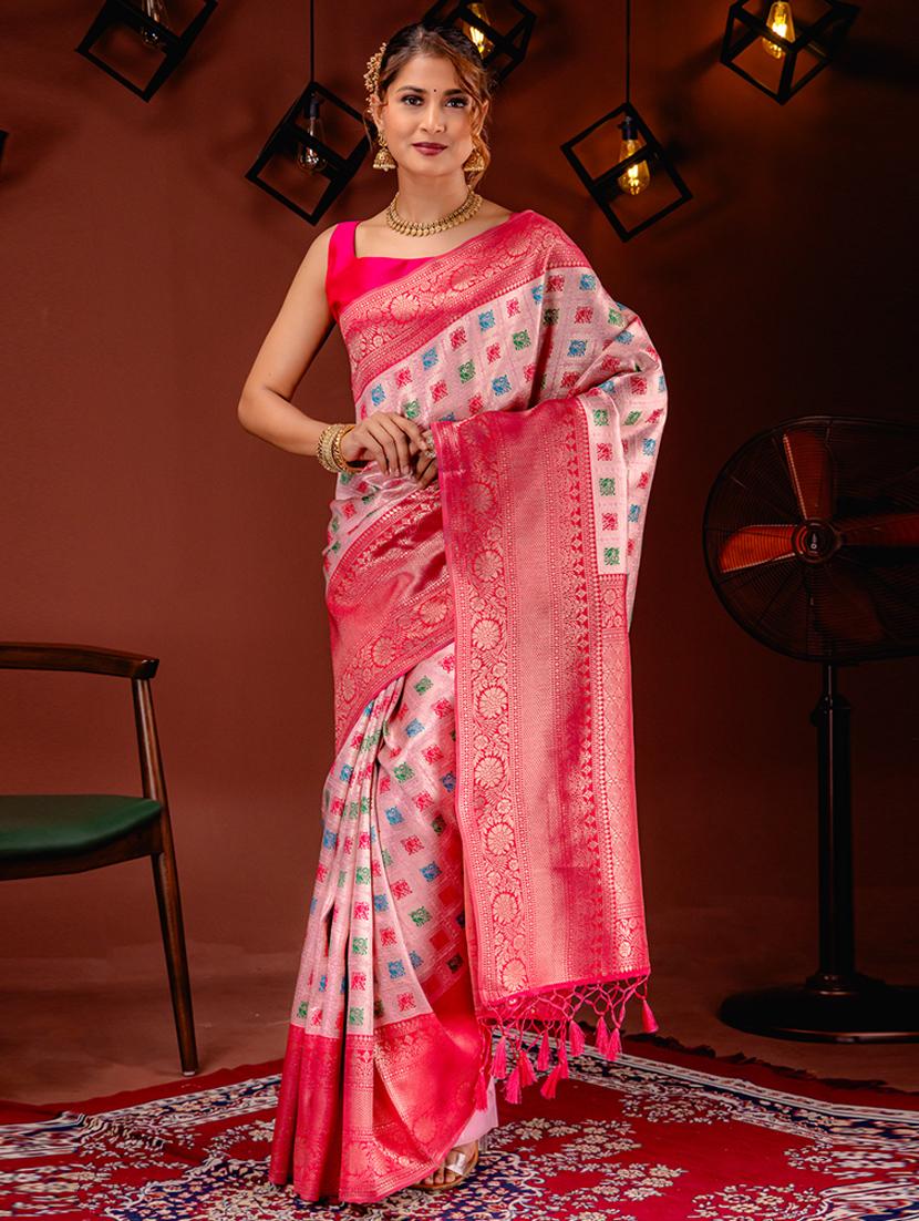 pink art silk kanjivaram saree with blouse - 21227414 -  Zoom Image - 0