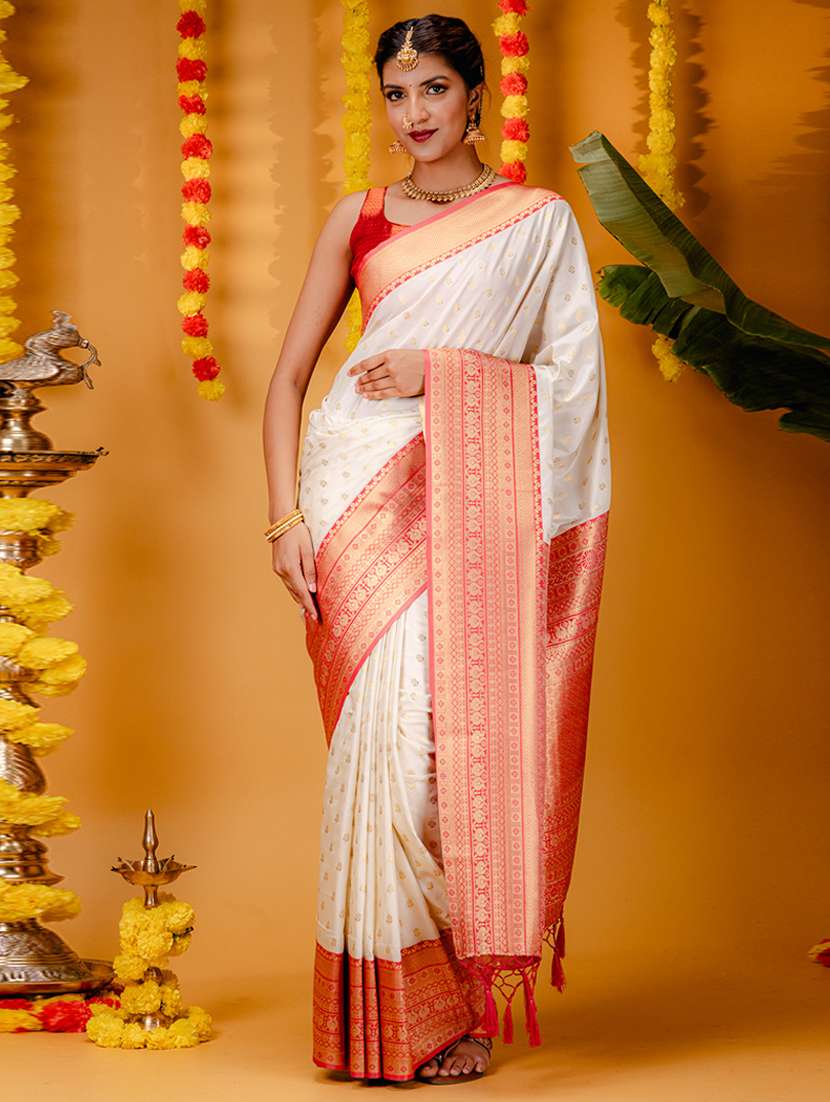 off white art silk kanjivaram saree - 21227448 -  Zoom Image - 0