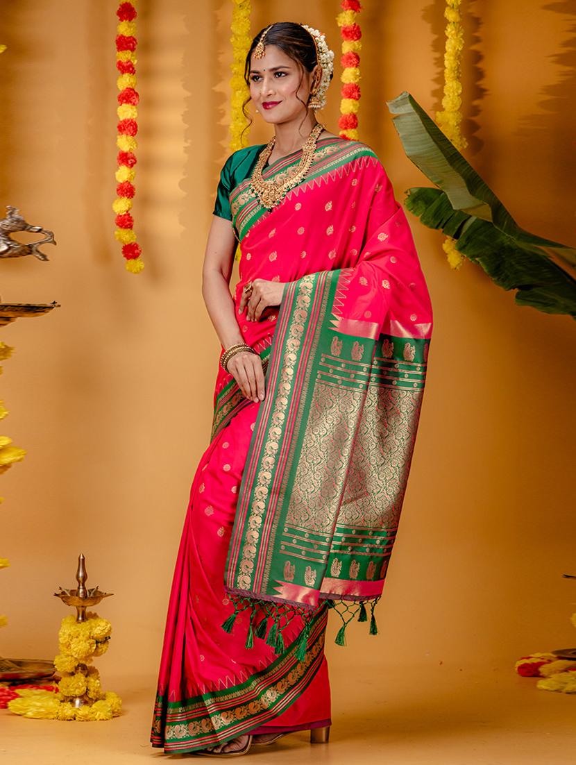 women self design kanjivaram saree with blouse - 21227456 - Zoom Image - 0