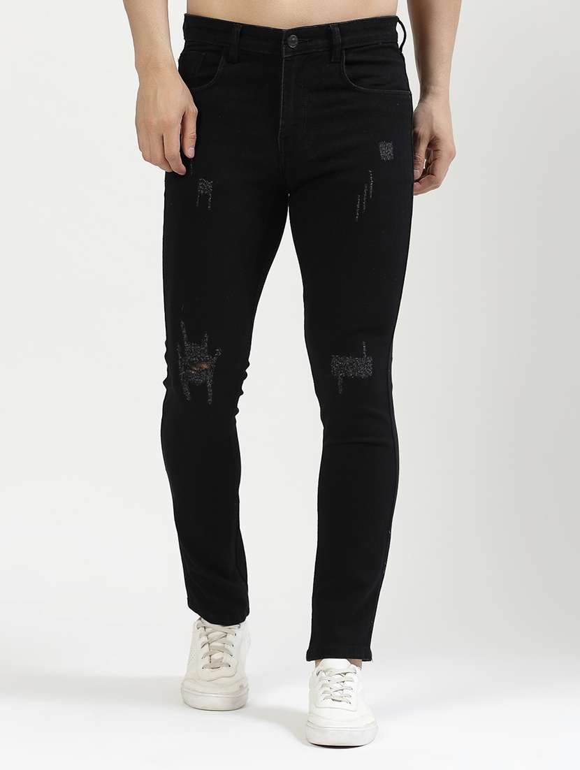 Black Cotton Blend Jeans
