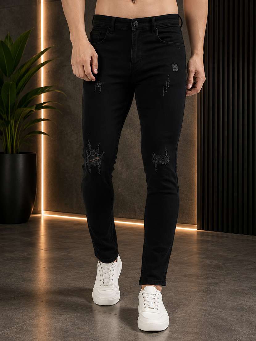 black cotton blend jeans