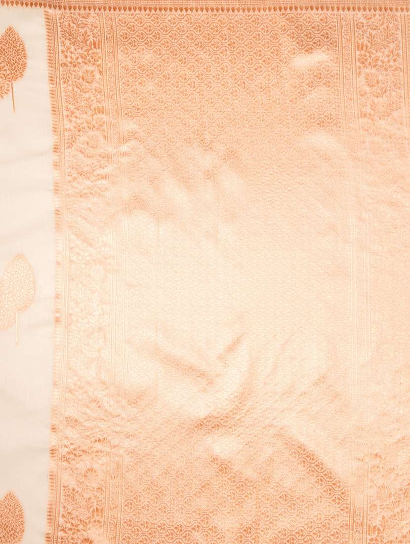 off white art silk banarasi saree with blouse - 21227517 - Standard Image - 3