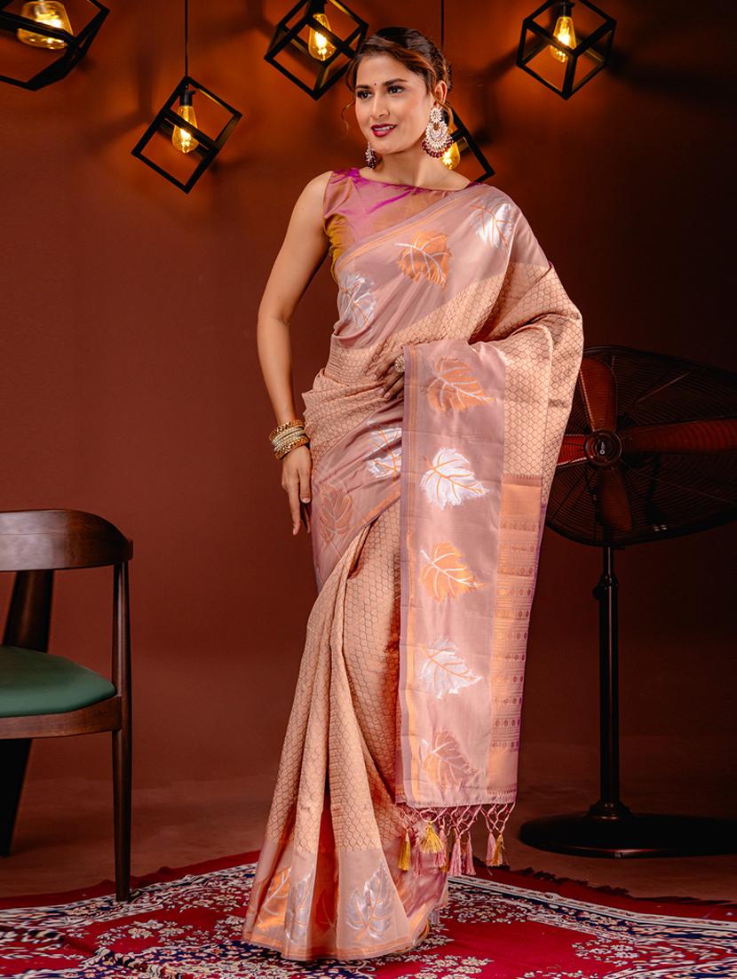 orange art silk kanjivaram saree with blouse - 21227531 - Zoom Image - 0