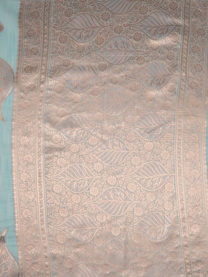 light blue art silk banarasi saree with blouse - 21227560 - Standard Image - 3