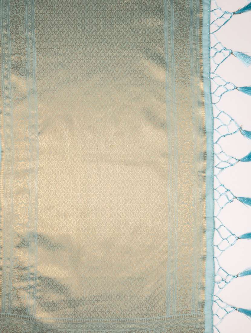 light blue banarasi saree - 21227565 - Standard Image - 3