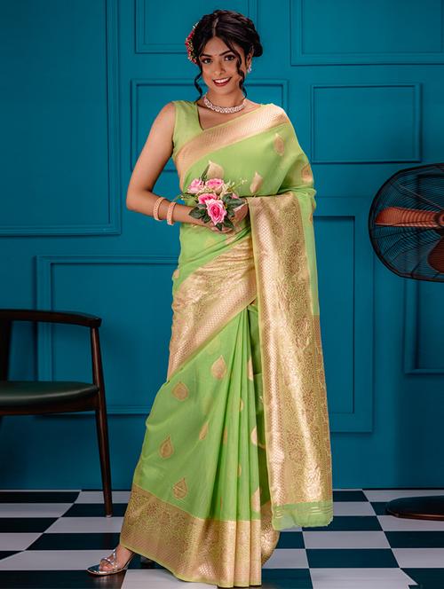 neo mint art silk banarasi saree - 21227585 -  Standard Image - 0