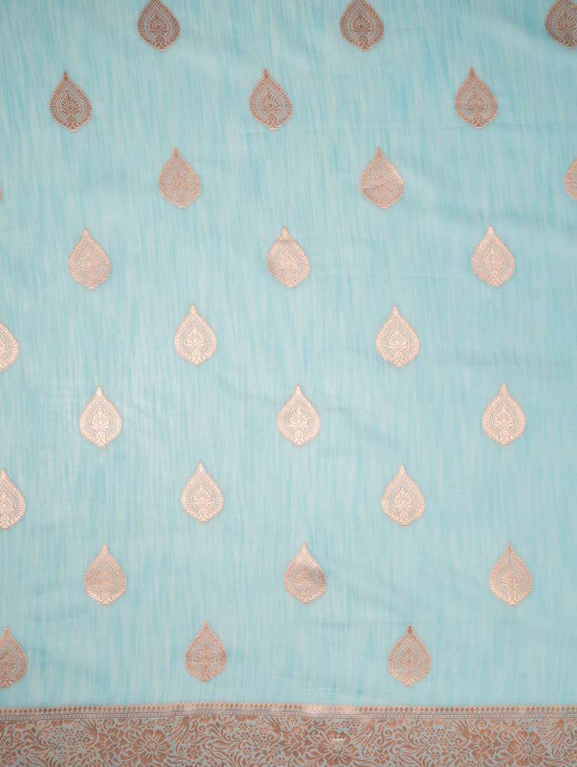 light blue banarasi saree with blouse - 21227586 -  Standard Image - 3