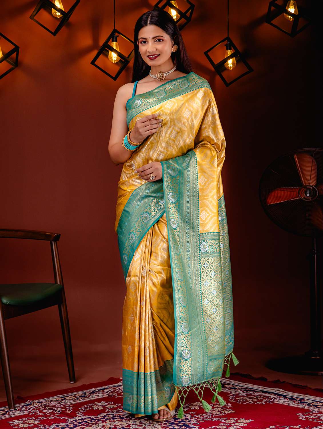 yellow kanjivaram saree with blouse - 21227605 -  Zoom Image - 0