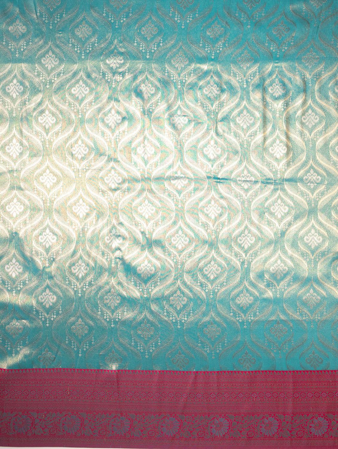 turquoise art silk kanjivaram saree with blouse - 21227607 - Standard Image - 3
