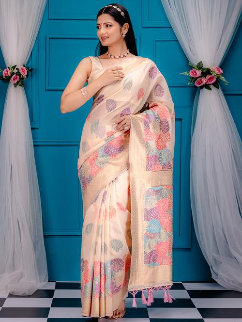cream banarasi saree - 21227614 - Standard Image - 0