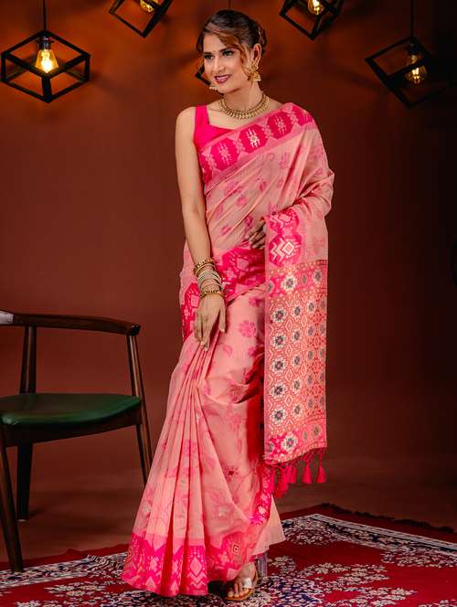pink art silk ikat saree - 21227626 - Standard Image - 0