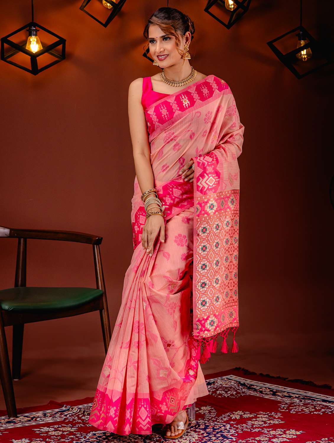pink art silk ikat saree - 21227626 - Zoom Image - 0