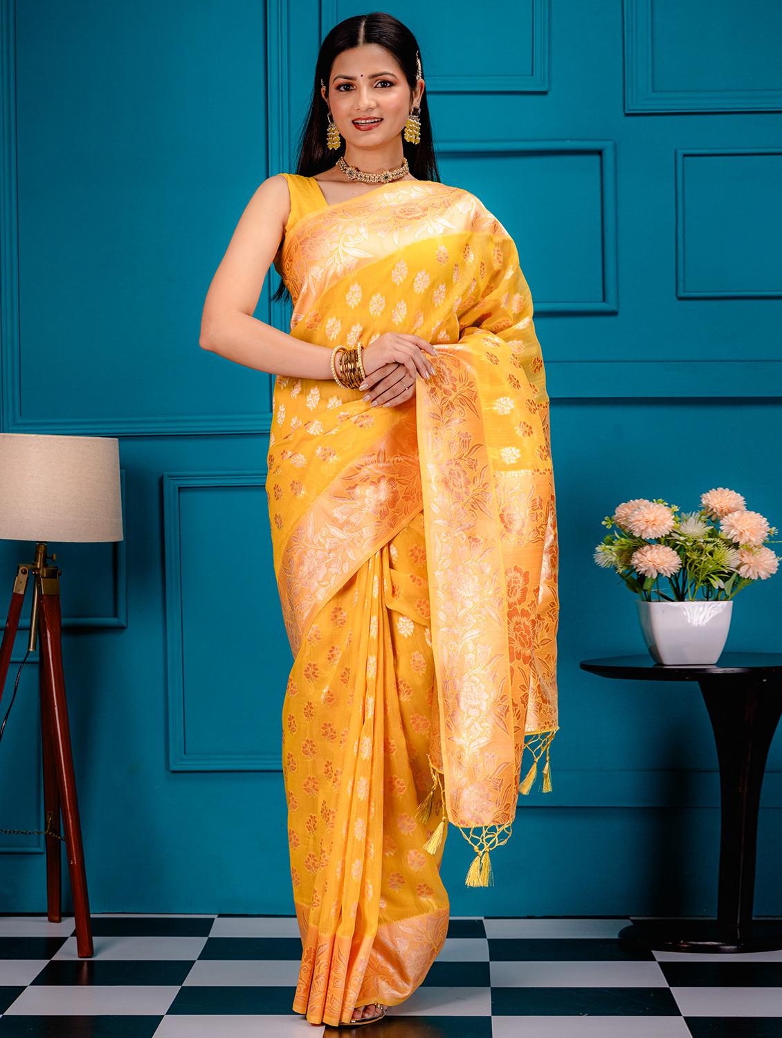 women self-designed handloom saree with blouse - 21227651 - Zoom Image - 0