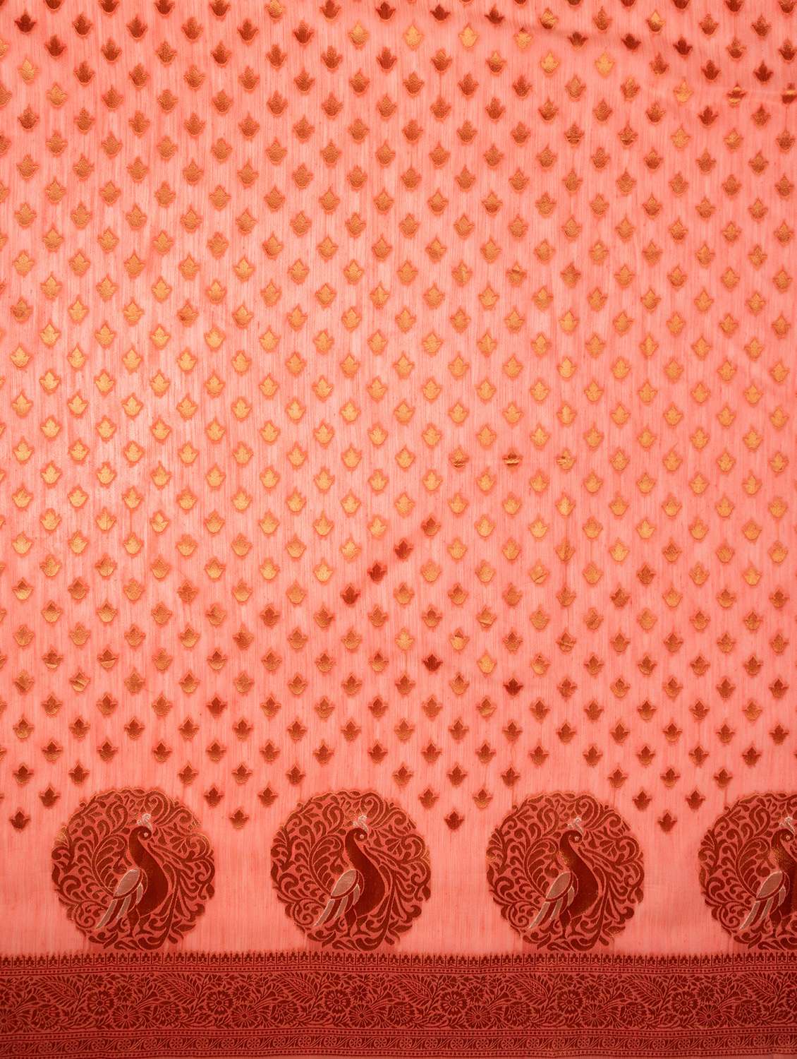 coral banarasi saree with blouse - 21227673 - Standard Image - 3