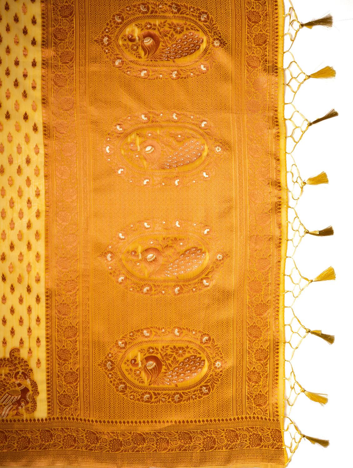 yellow banarasi saree with blouse - 21227677 - Standard Image - 3