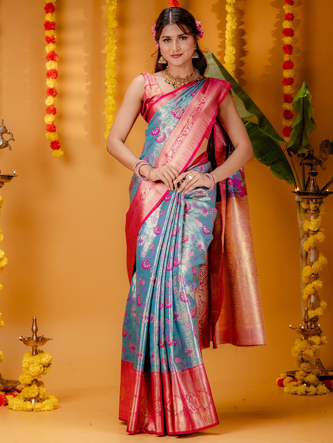 women self design kanjivaram saree with blouse - 21227695 - Zoom Image - 0