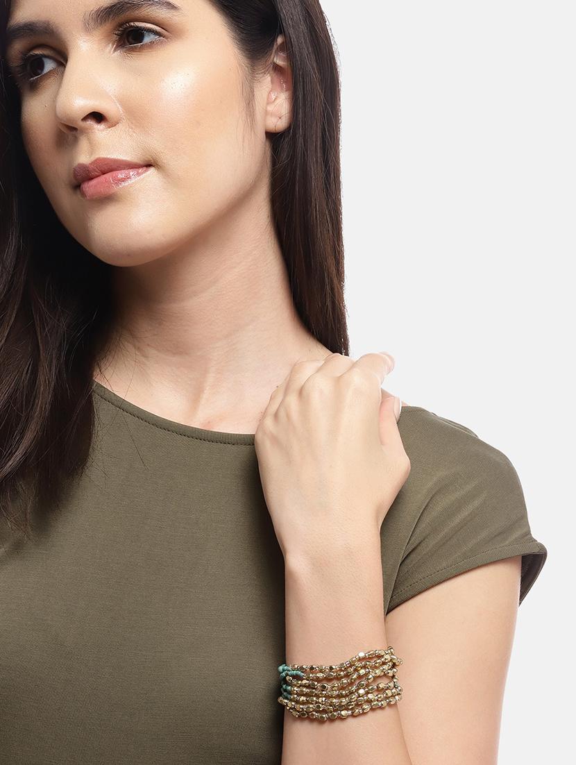 beige brass multi layer bracelet - 21228662 - Standard Image - 3
