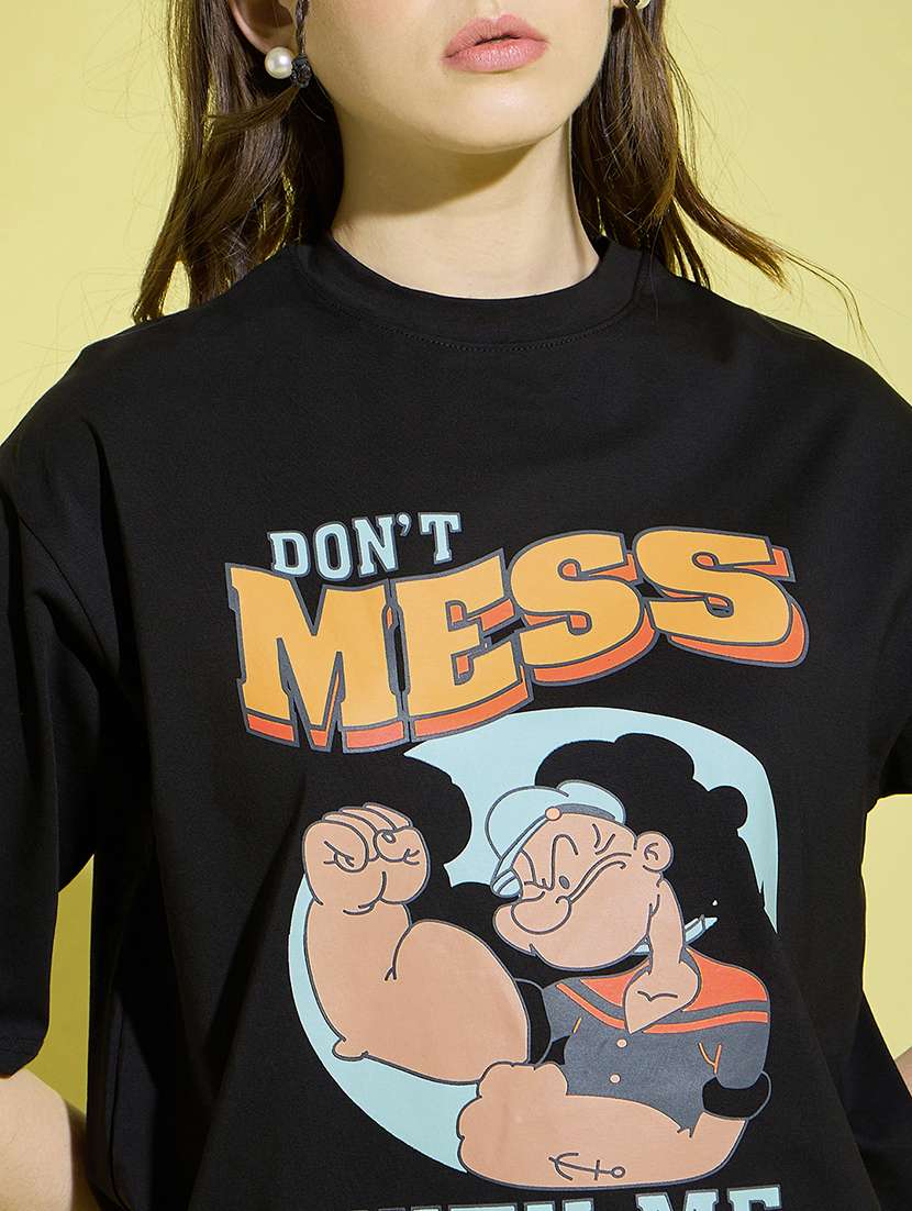 women round neck graphic oversized t-shirt - 21229035 -  Standard Image - 5