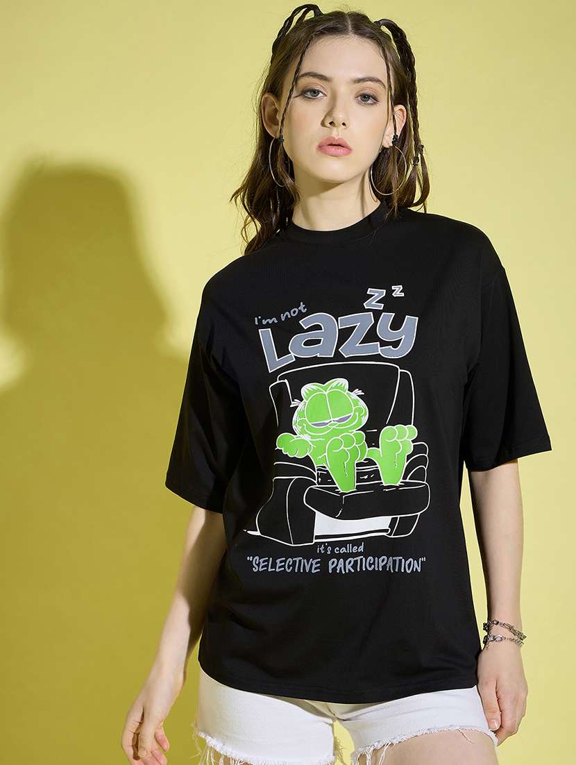 women round neck graphic oversized t-shirt