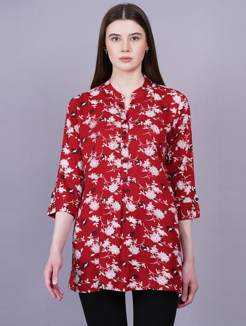maroon rayon regular kurti - 21229105 - Standard Image - 0