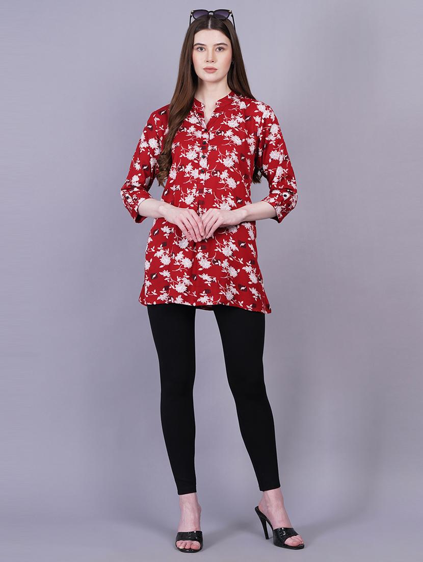 maroon rayon regular kurti - 21229105 - Standard Image - 3