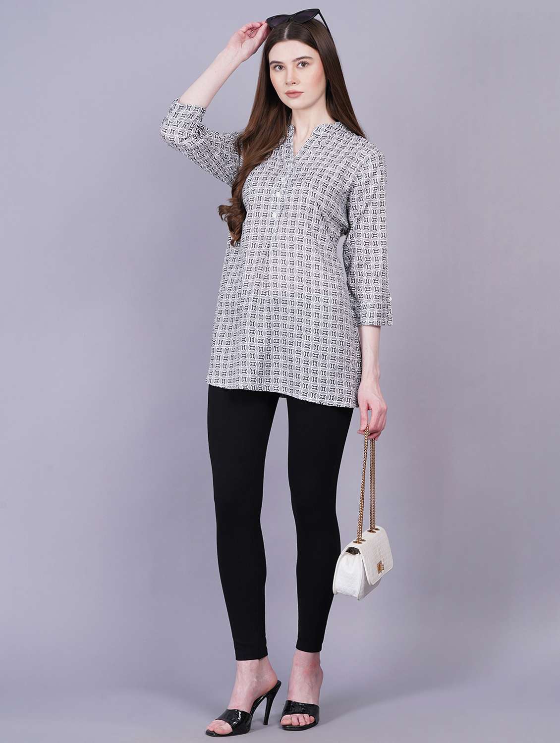 women printed three quarter sleeves kurti - 21229133 -  Standard Image - 3