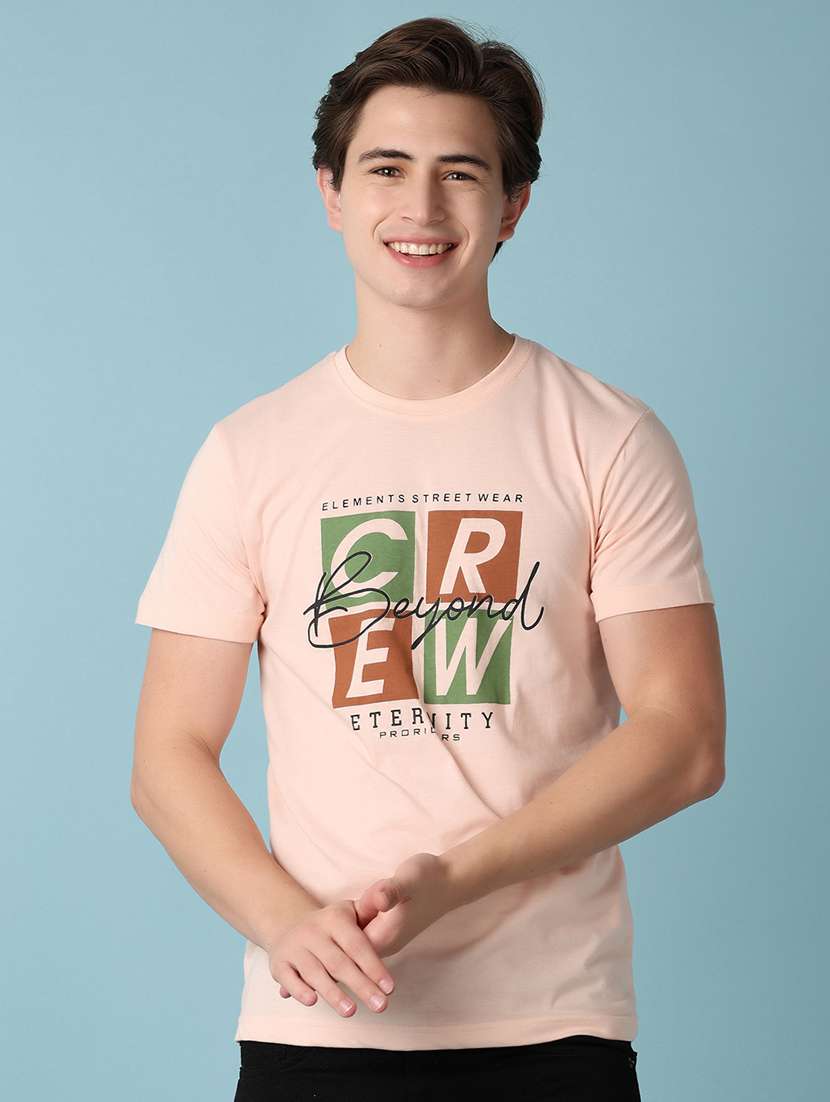 men front print short sleeve t-shirt