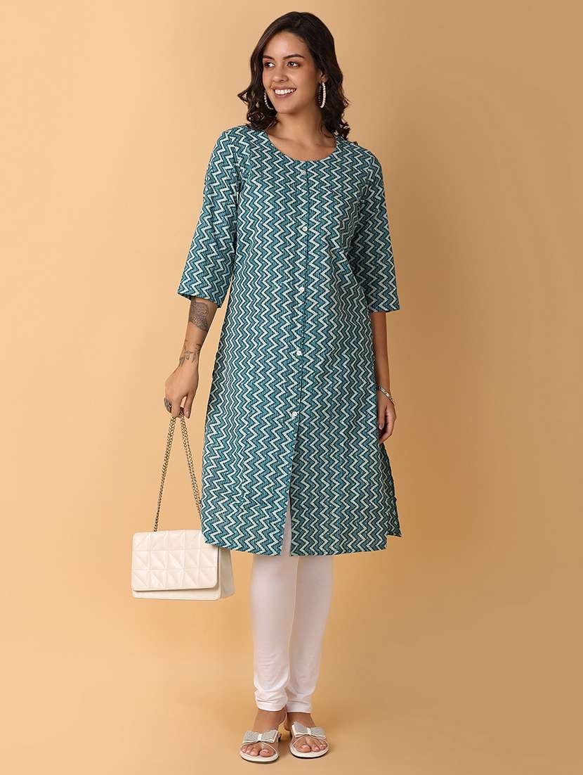 women three quarter sleeve a-line kurta - 21230189 -  Standard Image - 5