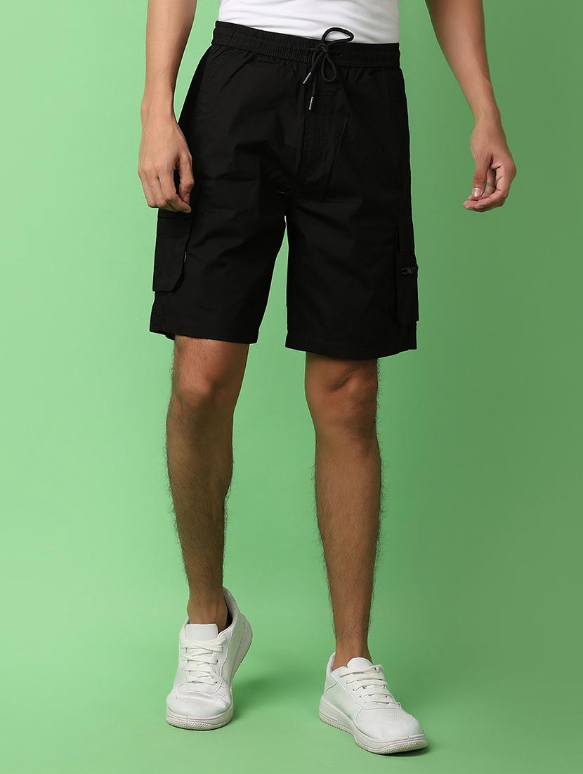 men mid rise solid cargo shorts - 21230240 -  Zoom Image - 0