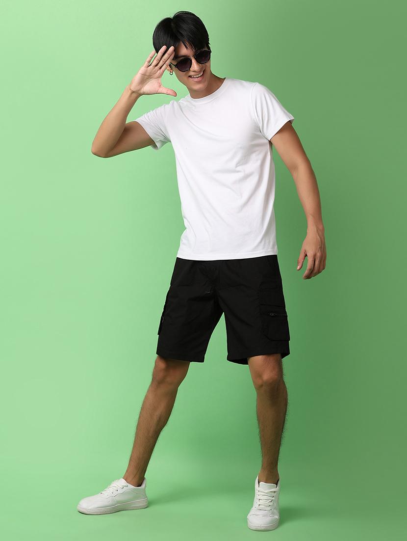 men mid rise solid cargo shorts - 21230240 - Standard Image - 5