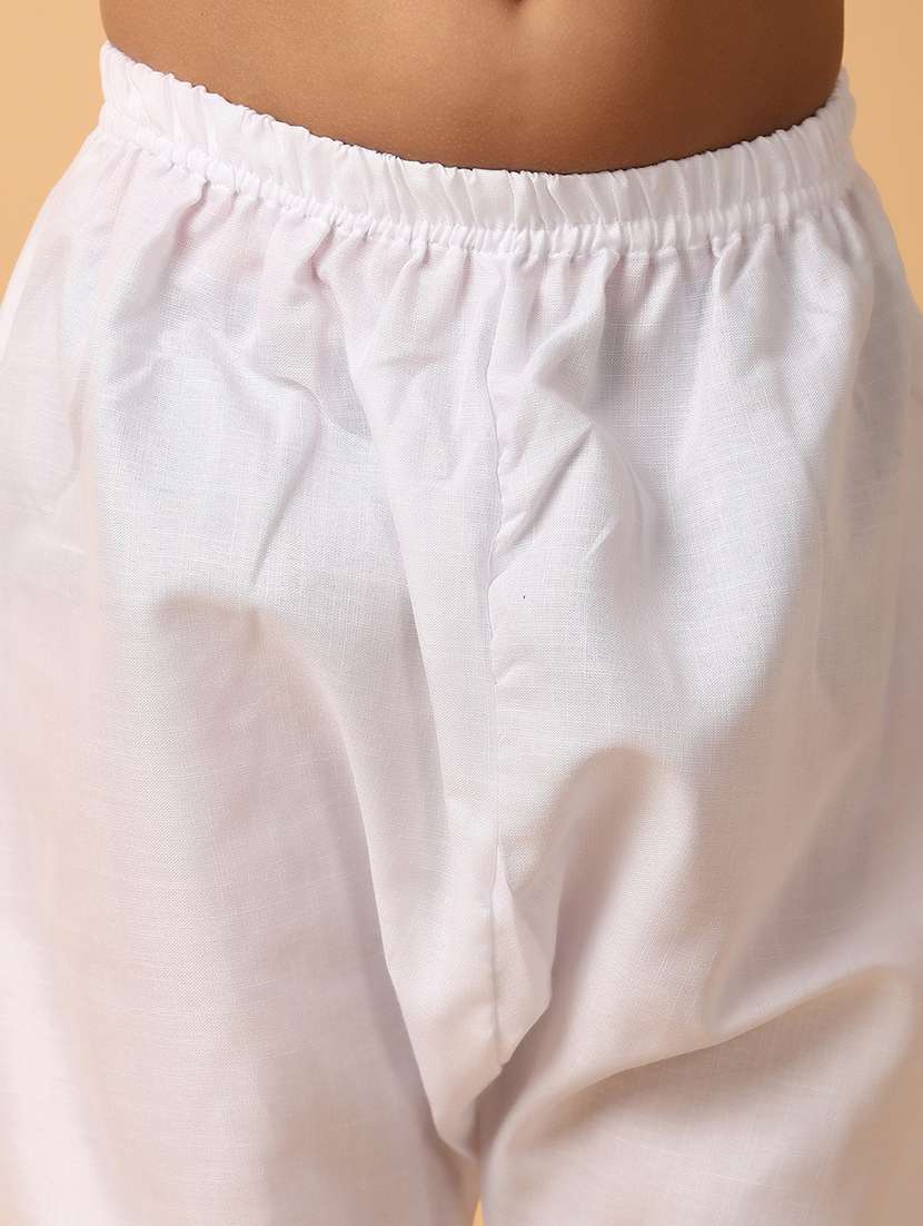 boys peach solid kurta set - 21230243 -  Standard Image - 8