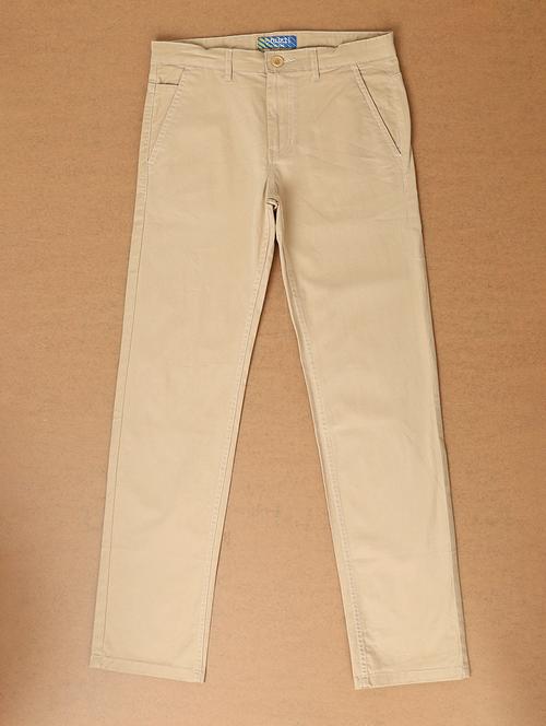 kids beige solid chinos trouser - 21230336 -  Standard Image - 0