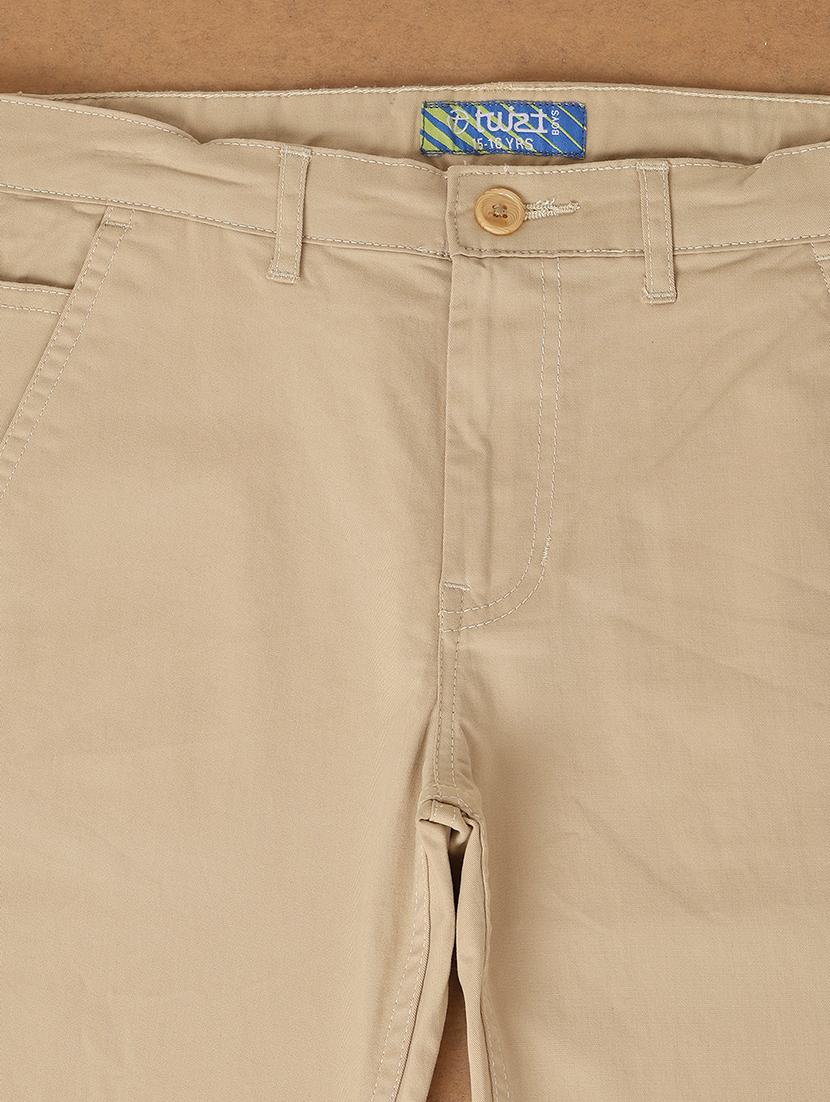 kids beige solid chinos trouser - 21230336 - Standard Image - 3