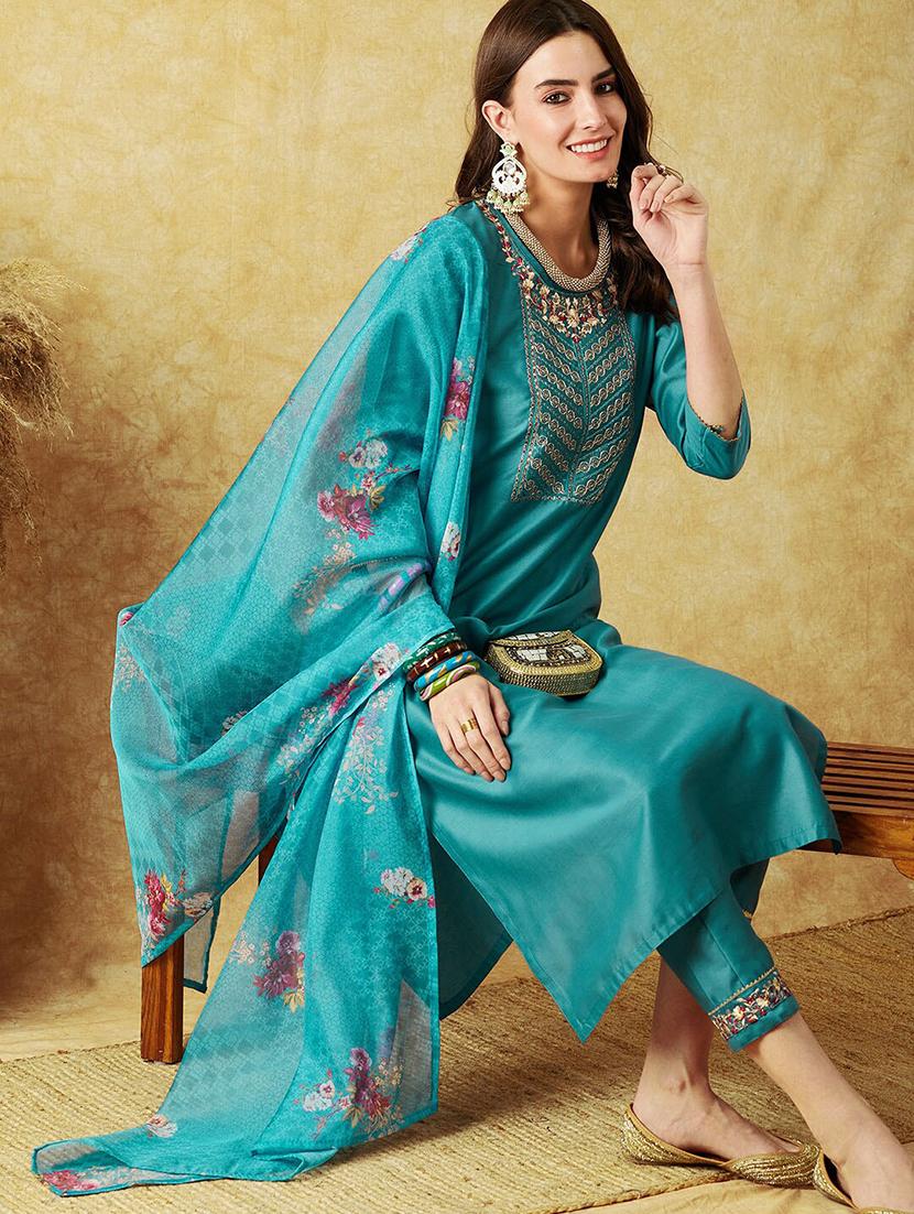 women three quarter sleeve suit set - 21230484 - Standard Image - 3