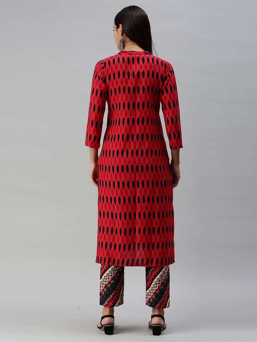 women mandarin neck kurta pant set - 21230522 - Standard Image - 3