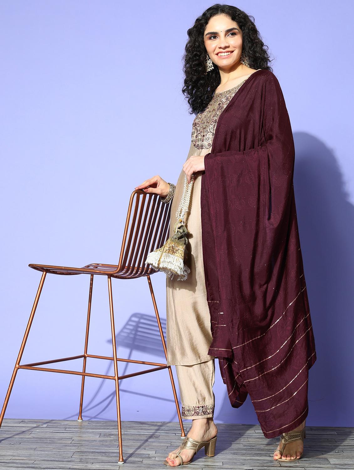 women kurta pant set with dupatta