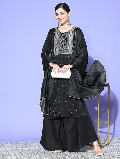 women kurta palazzo set with dupatta - 21230667 - Standard Image - 0