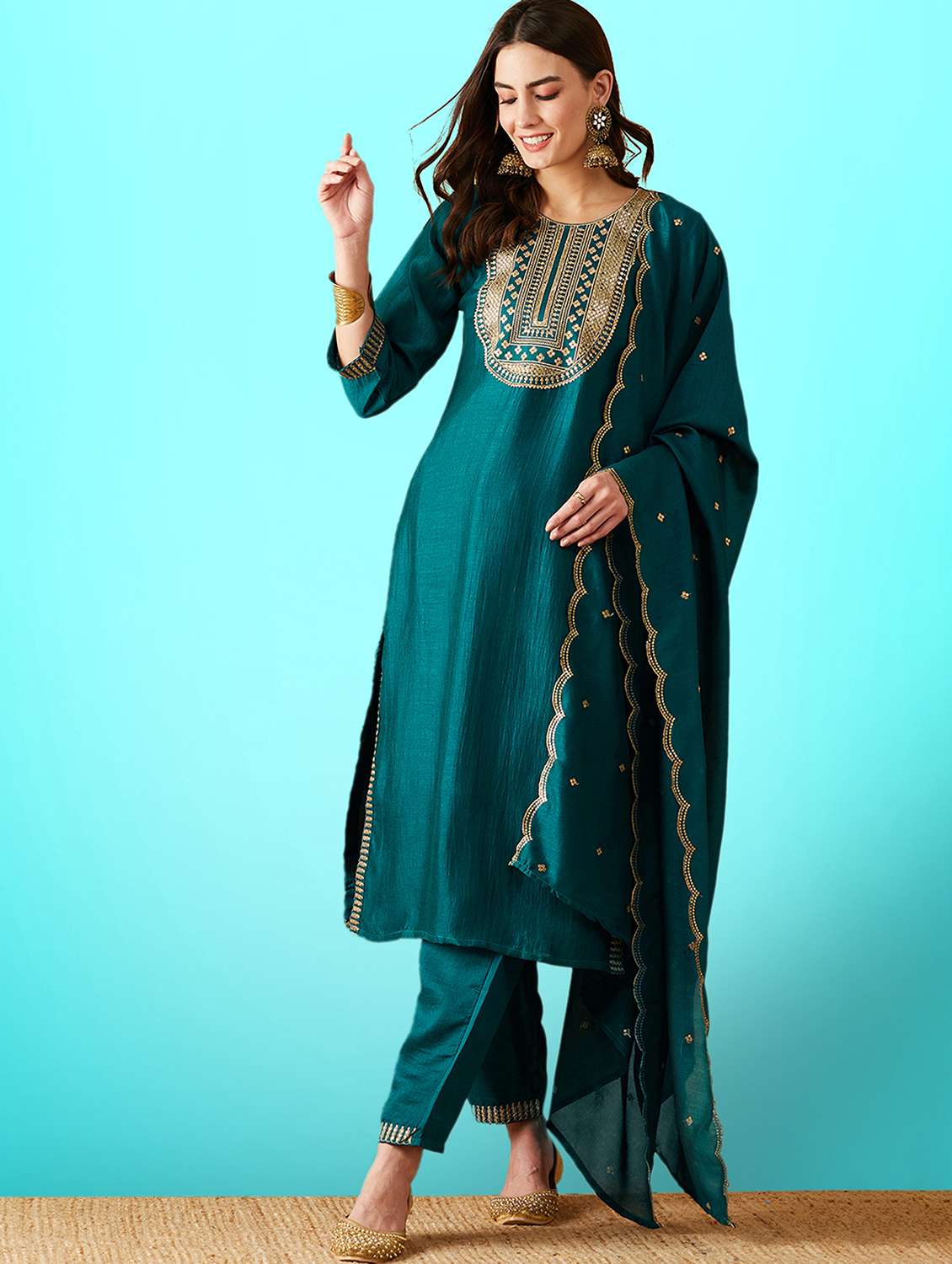 women kurta pant set with dupatta - 21230709 - Zoom Image - 0