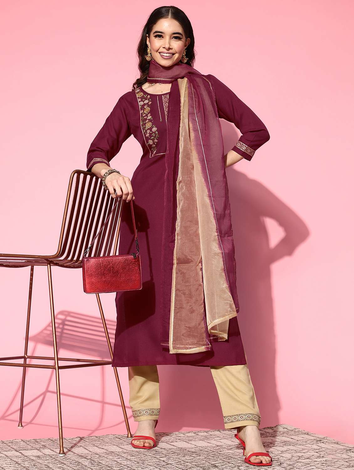 women kurta pant set with dupatta - 21230715 -  Standard Image - 3