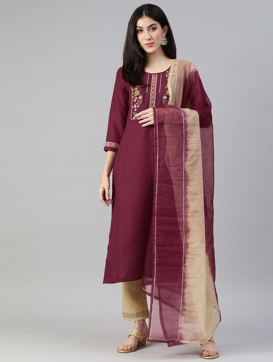women kurta pant set with dupatta - 21230716 -  Zoom Image - 0