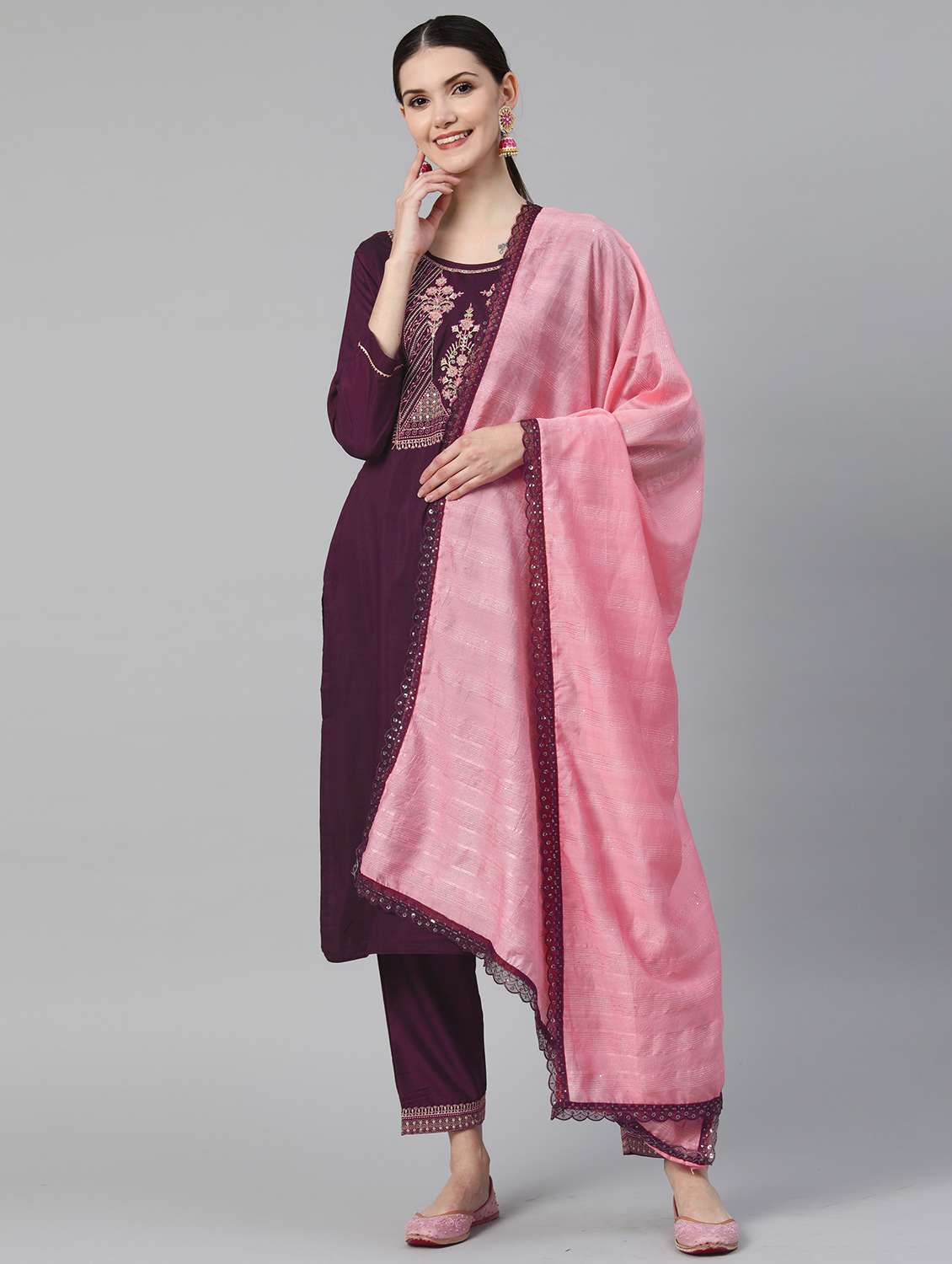 women kurta pant set with dupatta